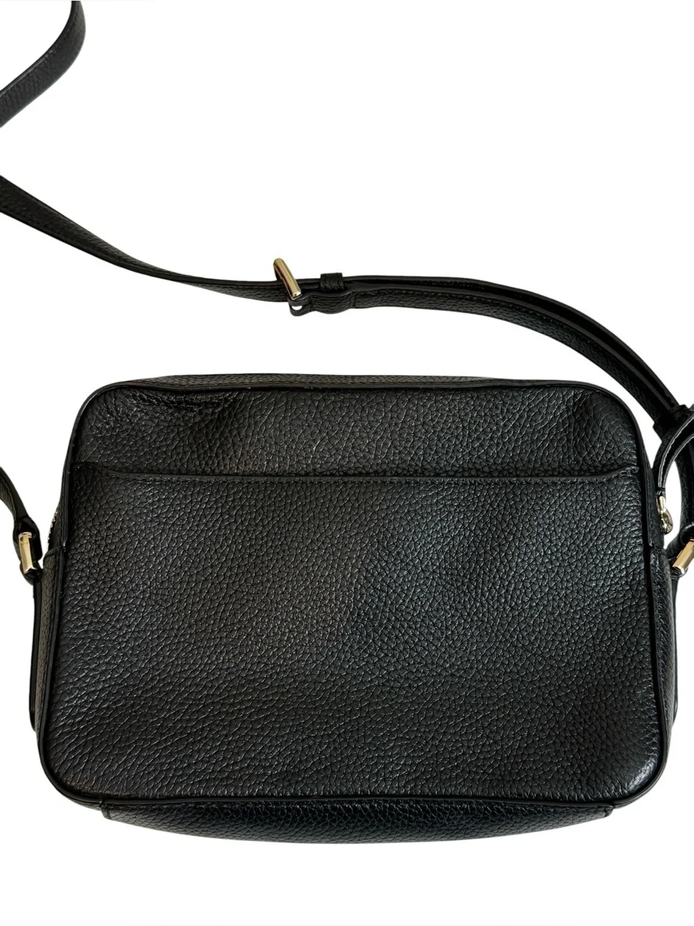 Kate Spade Logo Black Pebbled Leather Camera Bag Purse